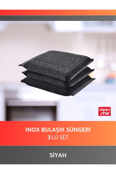 Cleanshe مجموعة إسفنجات غسيل الأطباق من إينوكس، 3 قطع