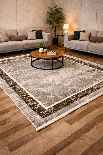 GÜMÜŞSUYU Rustic 17149 Bej Salon Halısı Pamuk Atkı Anti-Toz Özellikli