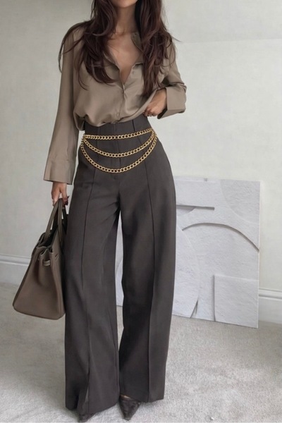 Maiden moda Gold Renk Metal Zincir Kemer