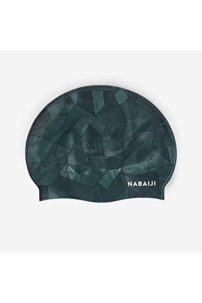 Decathlon Silicone Swimming Cap - Standard Size - Black/Green