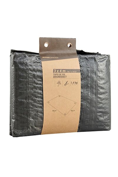 Decathlon Quechua Su Sızdırmaz Kamp Zemin Matı - 3 X 4 M - Siyah