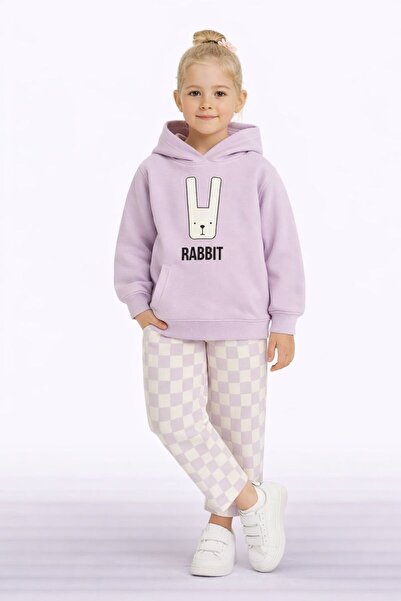 RAPAPA Set de trening pentru copii cu glugă, cu model de iepure, cu 3 fire (5...