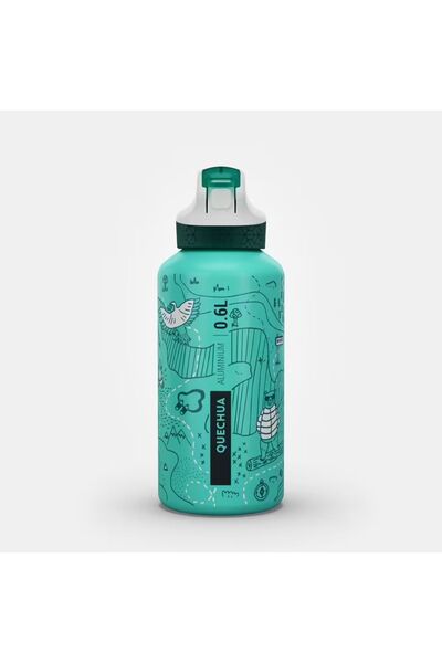 Decathlon Çocuk Pipetli Alüminyum Matara - 0,6 L - Pratik Kapak - Mor - 500