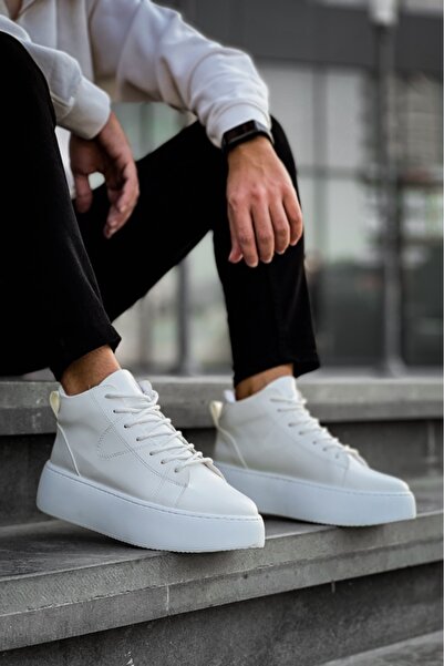 BOA Le10 Lace-Up Men's High Sole White Sports Boots