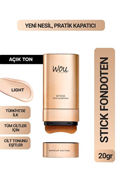 WOU World of Unique Stick Fondöten, Fırçalı Pratik Kapatıcı, 2 in 1, 20 gr, A...
