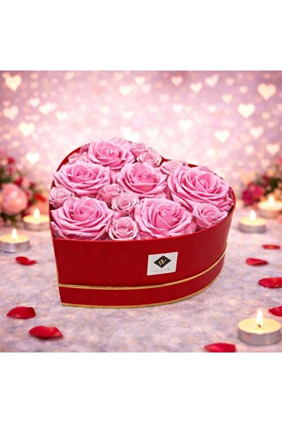 velve Aranjament floral Glame in forma de inima, cu 15 trandafiri criogenati,...