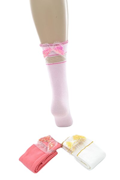 Ekinoks 3 lü Tüllü Kanatlı Diz Altı Çocuk Çorap