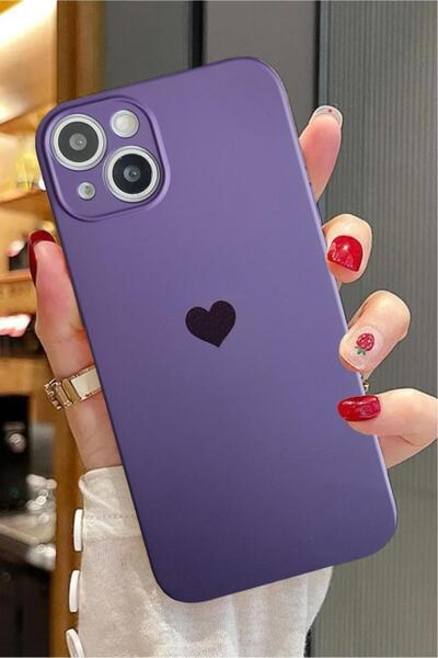 3GEN CASE حافظة مخملية متوافقة مع آيفون 13 مع شعار على شكل قلب وحماية للكاميرا