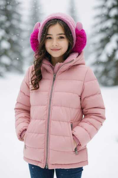 eleven market Kız Çocuk Tavşan 3D Peluş Kulaklık Fuşya