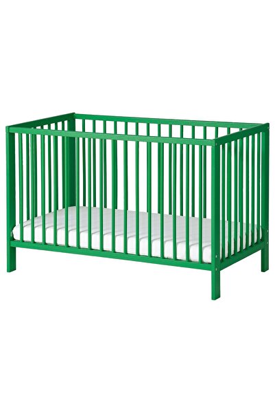 IKEA Bebek Karyolası, Yeşil Renk 60x120 cm Masif Ağaç