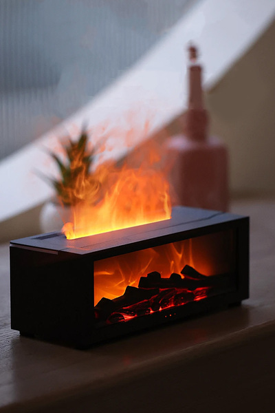 EXENAR Şömine Görünümlü Alev Efektli Hava Nemlendirici 3D Alev Aroma Difüzörü...