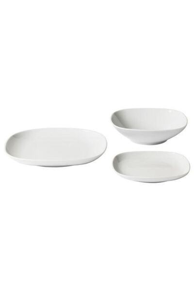 IKEA 18 Parça Vardera Yemek Takımı MeridyenDukkan Beyaz Renk Feldspat Porsele...