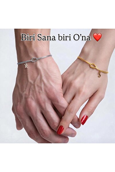 sirius jewelry Düğüm Harfli Çift Bilekliği | 925 Ayar Gümüş