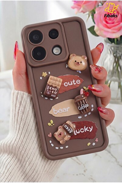 Fibaks جراب Redmi Note 13 Pro 5G بتصميم منقوش لحماية الكاميرا على شكل دمية دب...