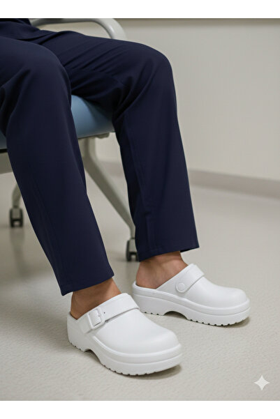 Akınal Bella beyaz ev iş yeri hastane fabrika önü kapalı sabo steril terlik