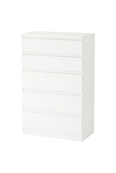 IKEA 5 Çekmeceli Şifonyer, KULLEN MeridyenDukkan Beyaz Renk 70x112 cm Komodin