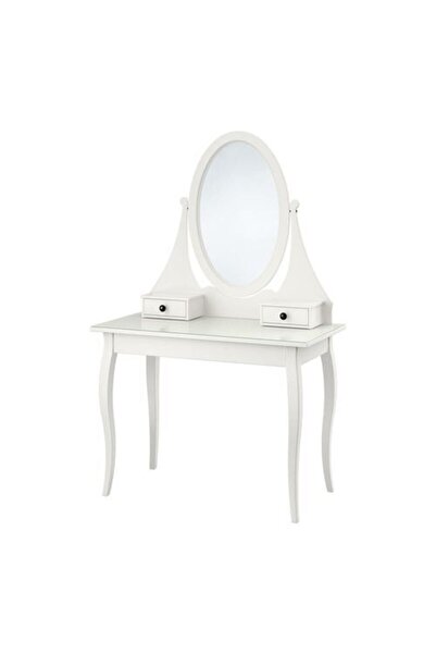 HOMHET Hemnes, Makyaj Masası, 100x50 Cm, Beyaz Renk Çekmeceli-Aynalı Masa