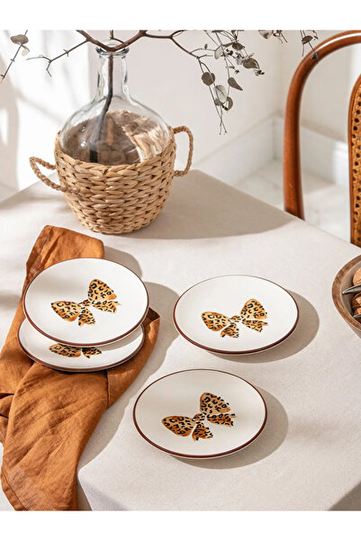 LC Waikiki LCW HOME Fiyonk Baskılı Seramik Pasta Tabağı Seti 4'lü 16 cm
