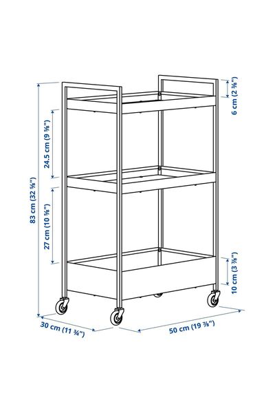 IKEA Nıssafors Banyo Düzenleyici, Banyo Servis Arabası, Bej, 50,5x30x83 cm
