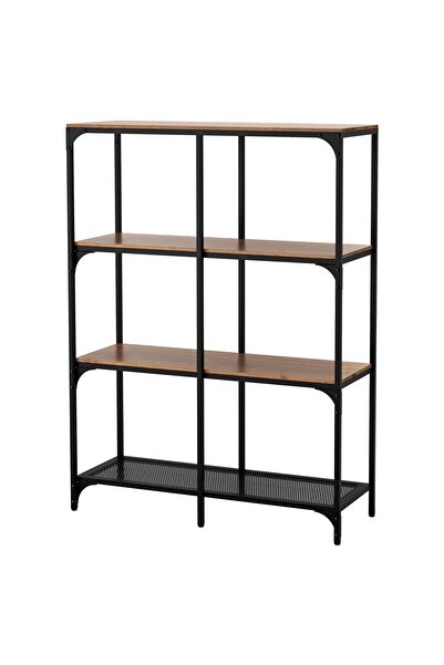 IKEA Açık Raf Ünitesi, Siyah, 100x136 Cm Rustik, Metal Ve Ahşap