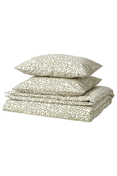 IKEA SORGMANTEL, Set de husă de pilotă dublă, MeridyenDukkan, culoare alb-ver...