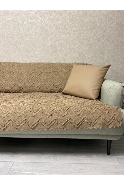 Bambus 170x210 Püsküllü Desenli Modern Kaymaz Taban Şönil Jakarlı Koltuk Örtüsü