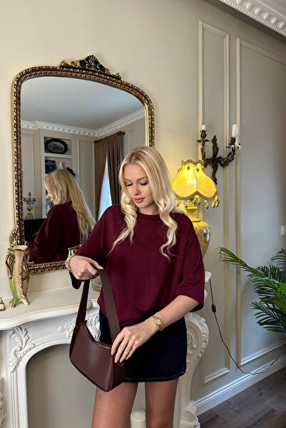 lizge giyim Crew Neck Modal T-Shirt with Side Slits