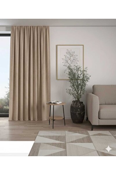 BEKSAHOME Kadife Dokulu Ekstrafor Büzgülü Bej Yüksek 1.sınıf Yüksek Kalite Fo...