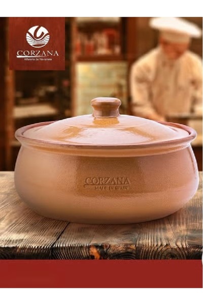 Corzana A Spanish-made, hygienic earthenware pot and pan with a lid, 19 cm in...