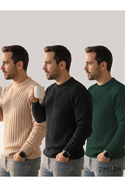 Zimsah Pulover tricotat pentru bărbați din 3 piese