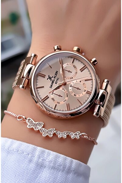 Daniel Klein Orijinal Kadın Kol Saati Rose Renk Çelik Kordon Bileklik Hediyel...