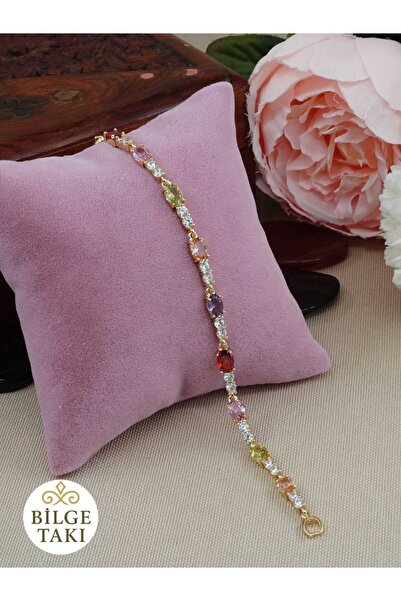 LUXURY سوار BİLGE TAKI الفاخر من الفولاذ مع أحجار الزركون الملونة، تصميم عصري...