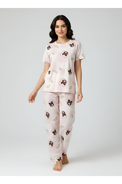 PİJAMOON Ayıcık Baskılı Takım (Likralı Penye - Pamuklu Kumaş)