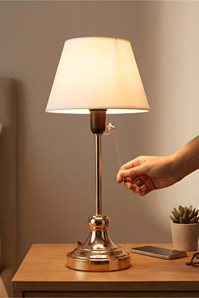 HOMİNG Edel Gold Gövdeli Abajur Kumaş Başlık Ayd-3110