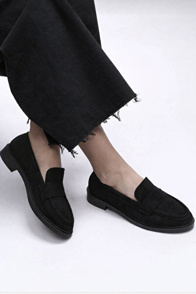 POTEEN Pantofi de damă Gigi Loafer din piele intoarsa moale C323-Negru