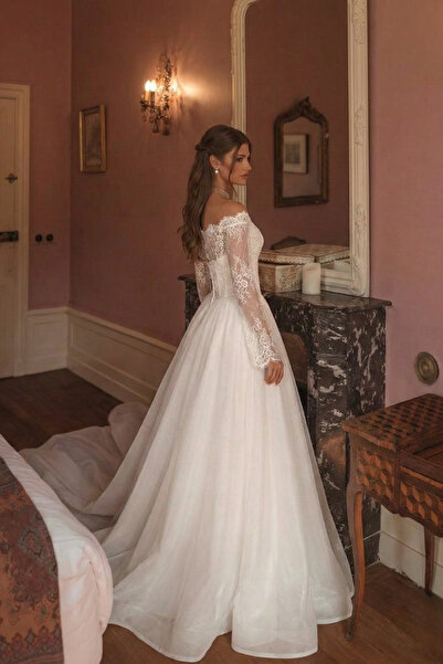 Paradise Collection Moda Evi Dantel Detaylı A Kesim Gelinlik