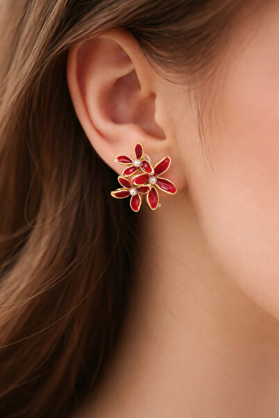 Glamluxe أقراط على شكل زهرة مينا