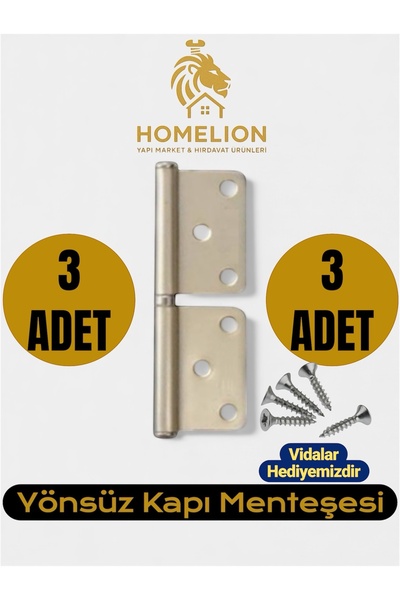 HOMELION 3 ADET Yönsüz Kapı Menteşesi Saten Renk | Sessiz ve Dayanıklı Kapı M...