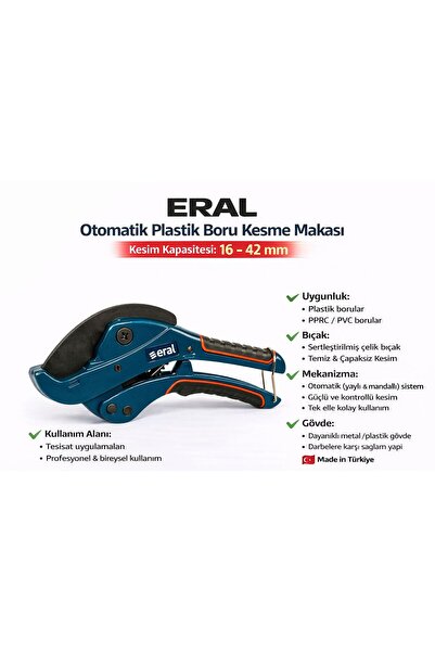 Eral PVC OTOMATİK BORU MAKASI LÜKS (16-42 mm)