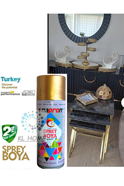 KL HOME Altın Gold Sprey Boya 400ml Uygun Büyük Boy 2 Yıl Raf Ömrü