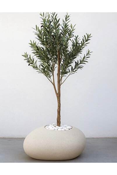 abacıshop Beton Avize Dekoratif Beton görünümlü kaya model saksı beton saksı ...