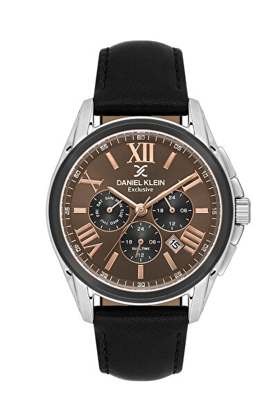 Daniel Klein ساعة جلدية سوداء فاخرة للرجال DK.1.14223-6