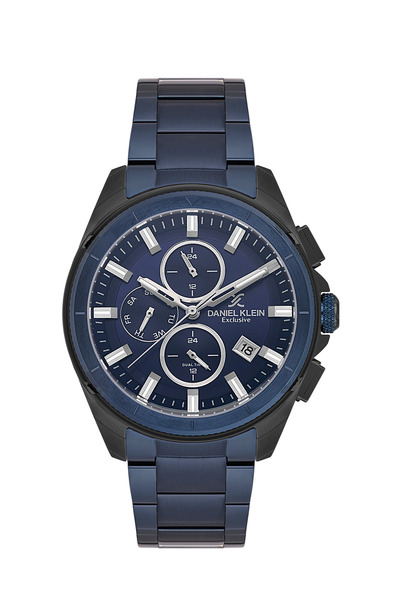 Daniel Klein ساعة رجالية حصرية من الفولاذ المقاوم للصدأ باللون الأزرق DK.1.14...