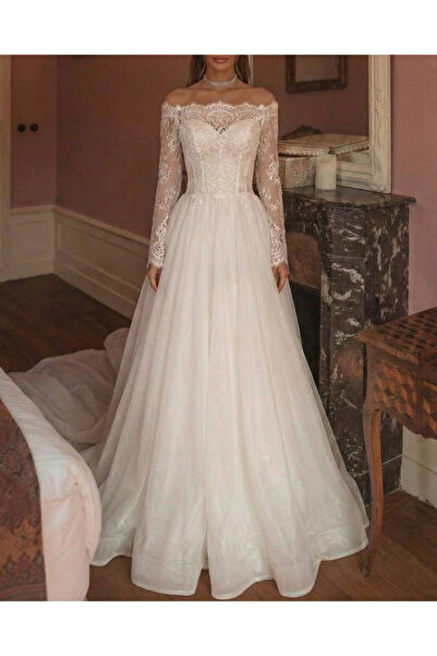 Paradise Collection Moda Evi Dantel Detaylı A Kesim Gelinlik