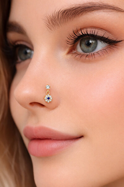 Sacce Scarves&Accessories Gold Renk 925 Ayar Gümüş Nazar Çiçek Sallantılı Hızma