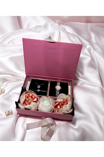 LANURE CO. Lüks Pembe Gül Kutulu Saat + Takı Seti – Özel gün & Sevgililer Gün...