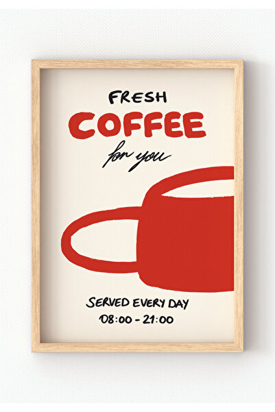 MIOVI WORKS Fresh Coffee | Çerçeveli Modern Minimal Coffee Mutfak Duvar Dekor...