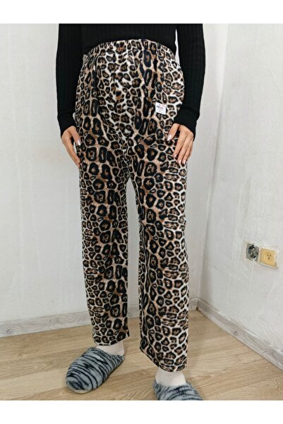 NETYILDIZ Beli Lastikli Kaliteli Pamuk iplikten Dokuma Polar Kumaş Pijama Alt...