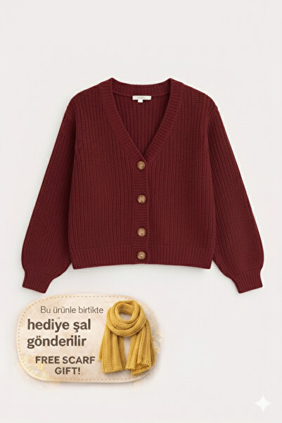 YUGA KNİTTİNG KADIN BASIC SELANİK ÖRGÜ DÜĞME DETAYLI HIRKA