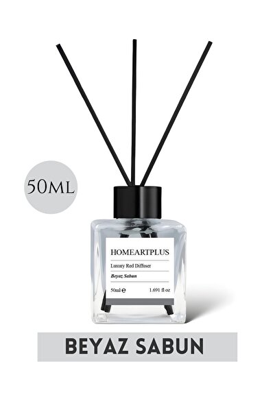 homeartplus beyaz sabun kokulu bambu çubuklu kare oda kokusu 50 ml